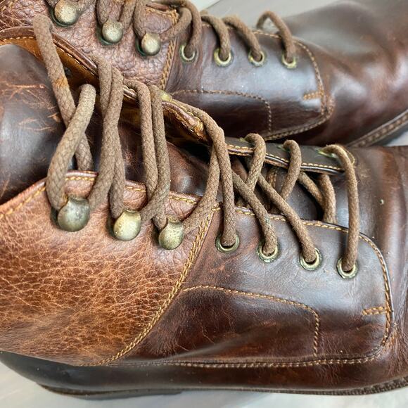 Vintage Cole Haan Country Lace Up Ankle Boots Men 10M Brown Leather Rugged Work - Picture 12 of 15